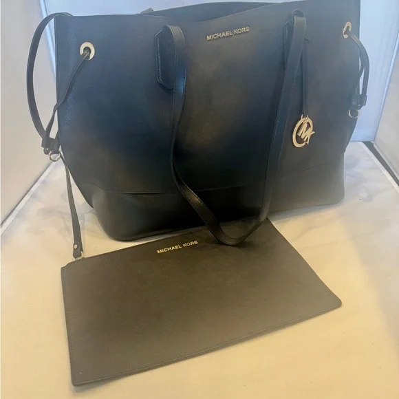 EUC MK Edith Black Tote and Clutch Set